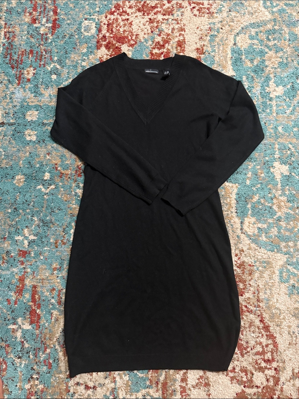 Moda International Black V-Neck Sweater Dress